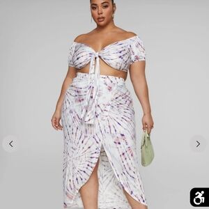 Plus Size Two Piece Set Size 3X Tye Dye Crop Top and Maxi Skirt